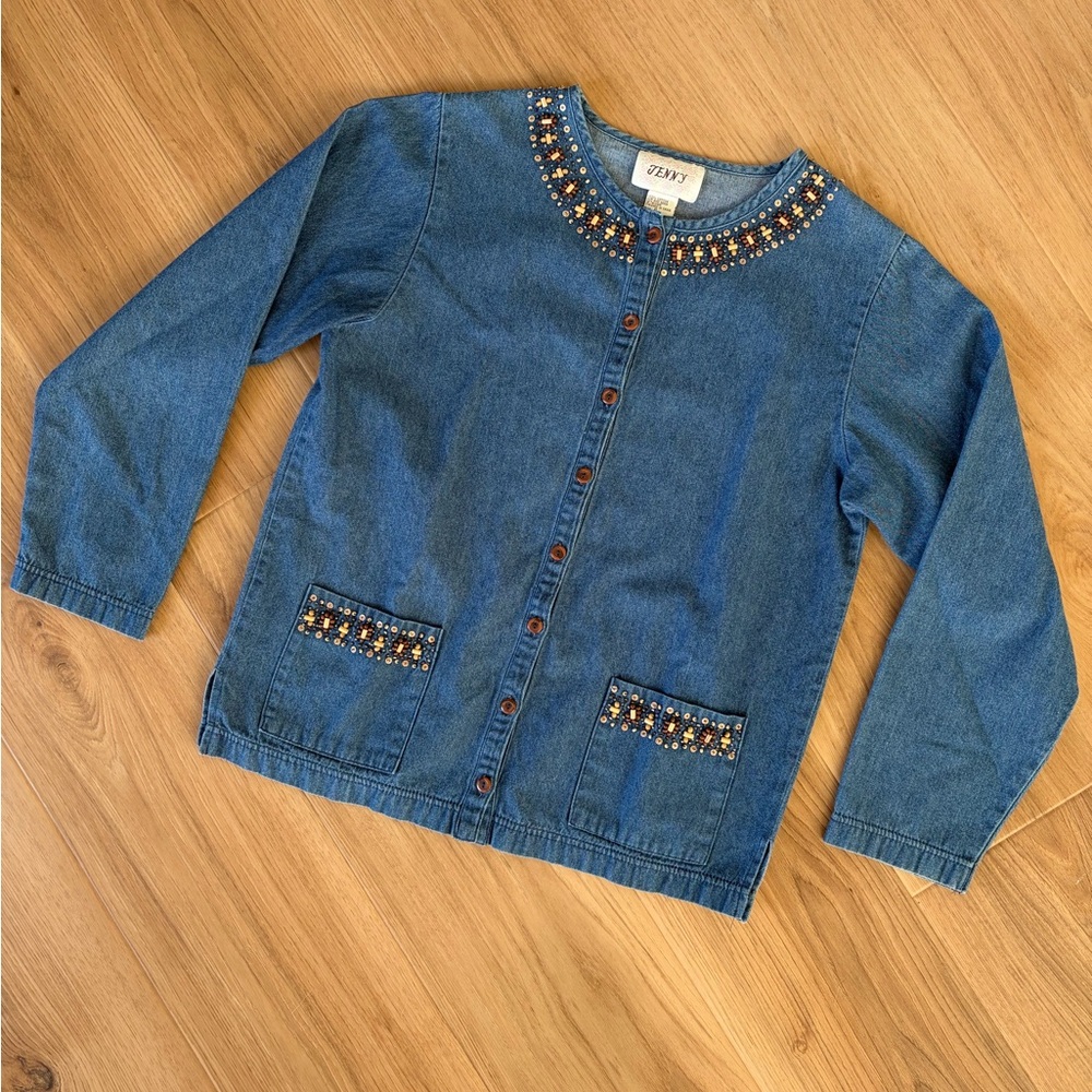 Vintage Denim Top with Beaded Detailing